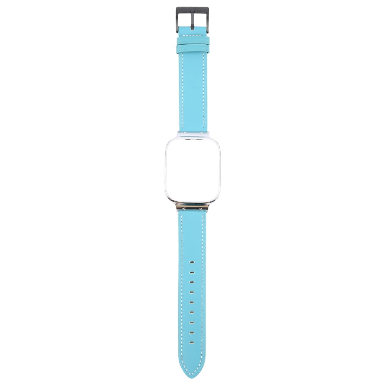 For Redmi Watch 3 Lite Metal Frame Integrated Leather Watch Band(Blue) by bashfashion
