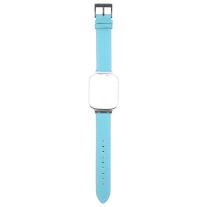 For Redmi Watch 3 Lite Metal Frame Integrated Leather Watch Band(Blue) by bashfashion