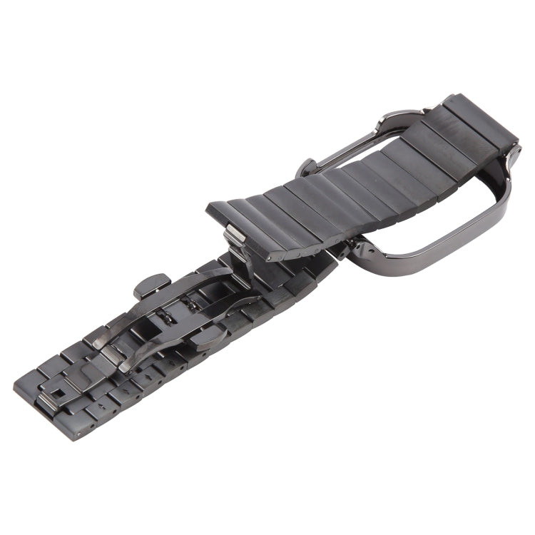 For Redmi Watch 3 Lite Frame Integrated One-bead Stainless Steel Watch Band(Black) by bashfashion