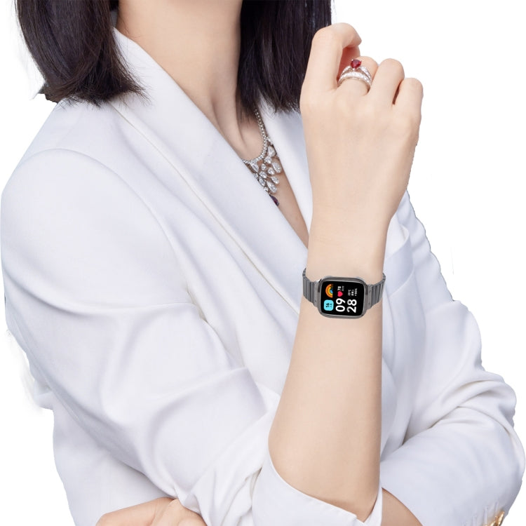 For Redmi Watch 3 Lite Frame Integrated One-bead Stainless Steel Watch Band(Silver) by bashfashion