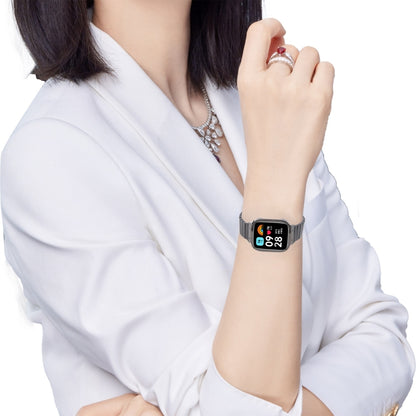 For Redmi Watch 3 Lite Frame Integrated One-bead Stainless Steel Watch Band(Silver) by bashfashion