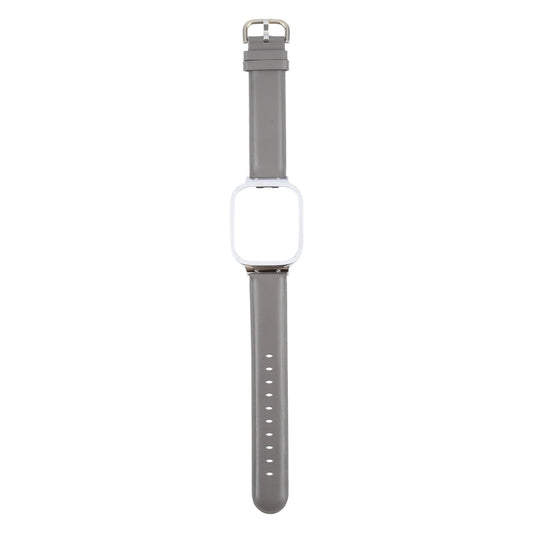For Redmi Watch 3 Lite Metal Frame Integrated Genuine Leather Watch Band(Grey) by bashfashion
