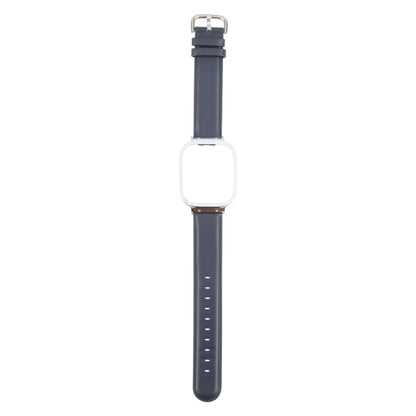 For Redmi Watch 3 Lite Metal Frame Integrated Genuine Leather Watch Band(Dark Blue) by bashfashion