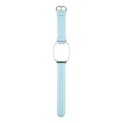 For Redmi Watch 3 Lite Metal Frame Integrated Genuine Leather Watch Band(Sky Blue) by bashfashion
