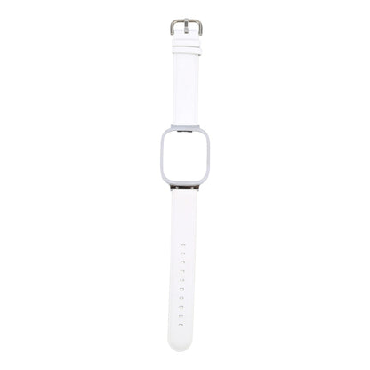 For Redmi Watch 3 Lite Metal Frame Integrated Genuine Leather Watch Band(White) by bashfashion