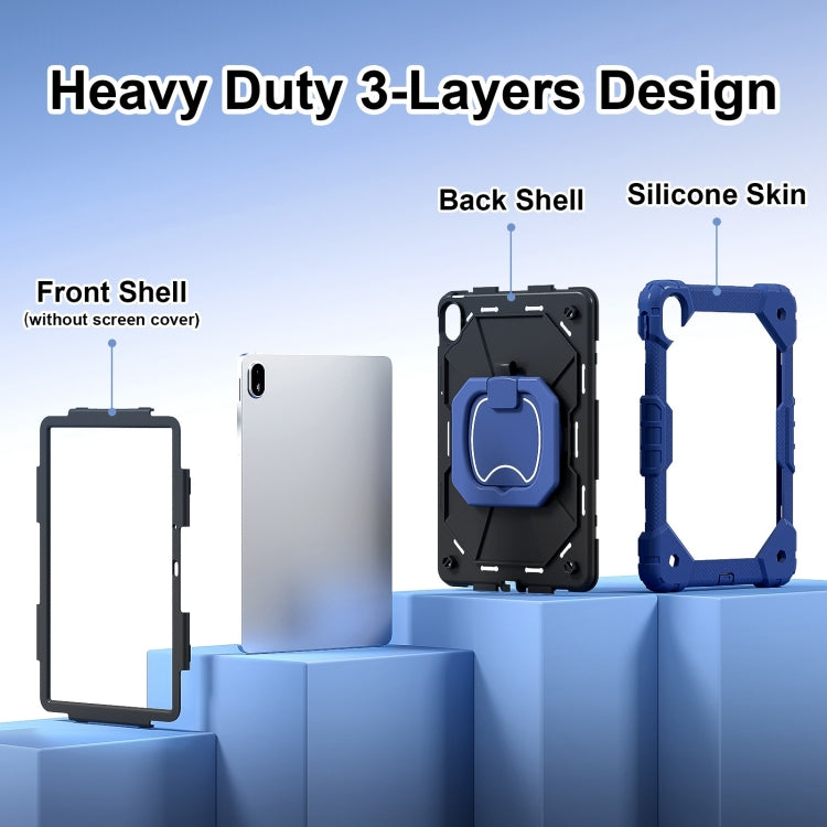 For Huawei Matepad SE 11 2024 Contrast Color Robot Silicone Hybrid PC Tablet Case(Navy Black) by bashfashion