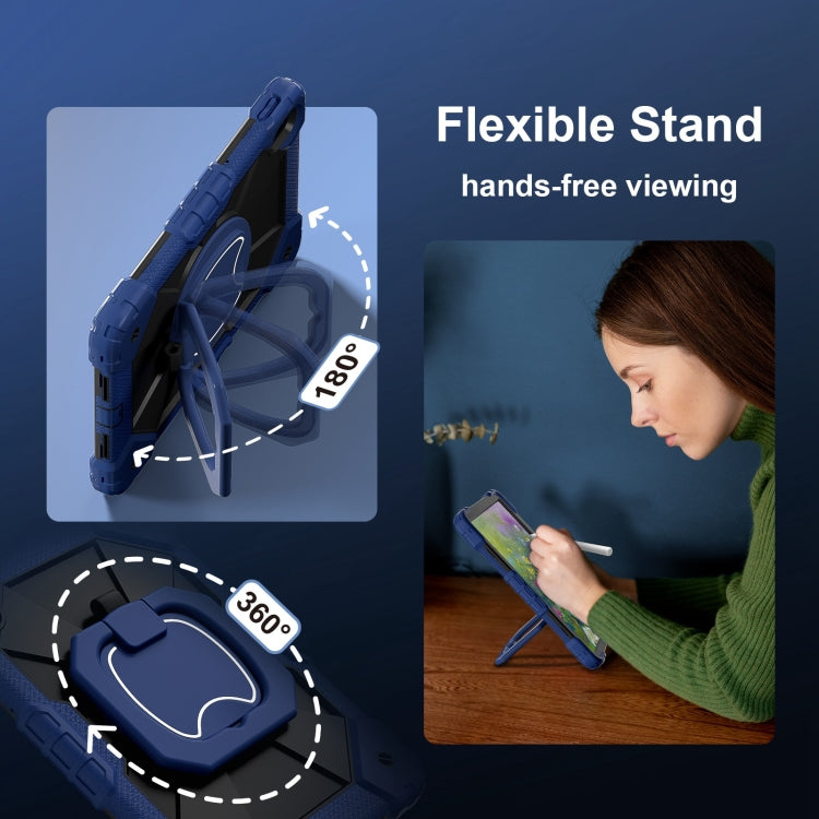 For Huawei Matepad SE 11 2024 Contrast Color Robot Silicone Hybrid PC Tablet Case(Navy Black) by bashfashion