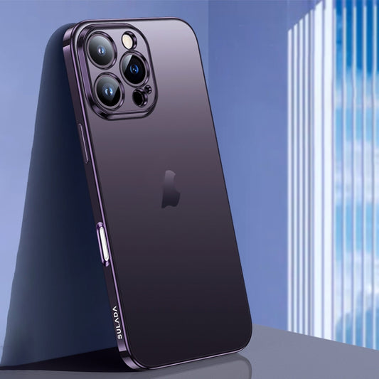 For iPhone 16 Pro Max SULADA Natural Color Series Electroplating Frosted TPU Phone Case(Dark Purple) by SULADA