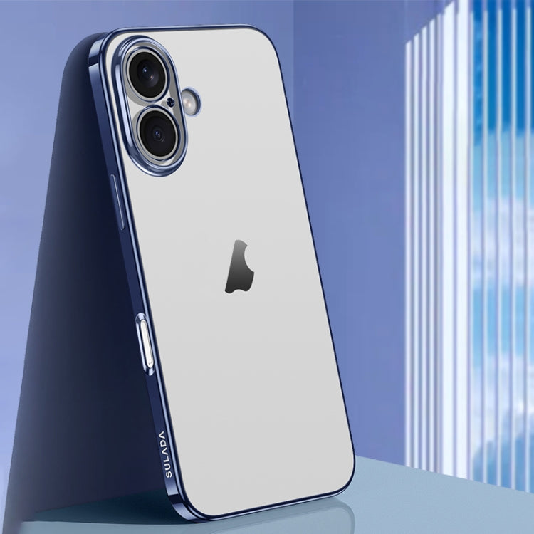 For iPhone 16 Plus SULADA Natural Color Series Electroplating Frosted TPU Phone Case(Titanium Blue) by SULADA