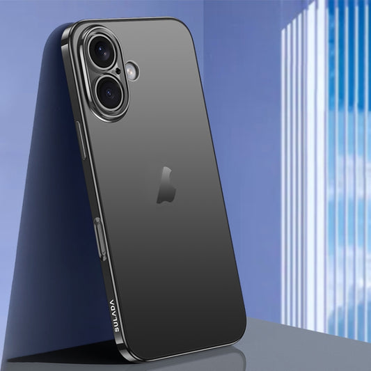 For iPhone 16 Plus SULADA Natural Color Series Electroplating Frosted TPU Phone Case(Black) by SULADA