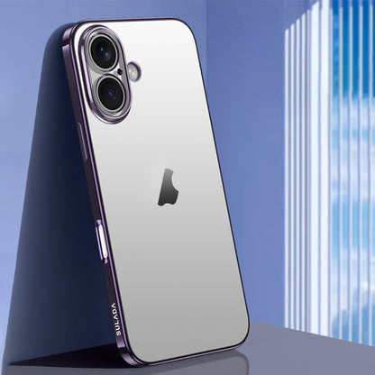 For iPhone 16 SULADA Natural Color Series Electroplating Frosted TPU Phone Case(Dark Purple) by SULADA