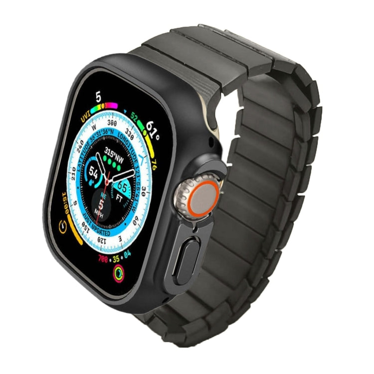 For Apple Watch Ultra 2 49mm Single Bead Magnetic Stainless Steel Watch Band(Black) by bashfashion