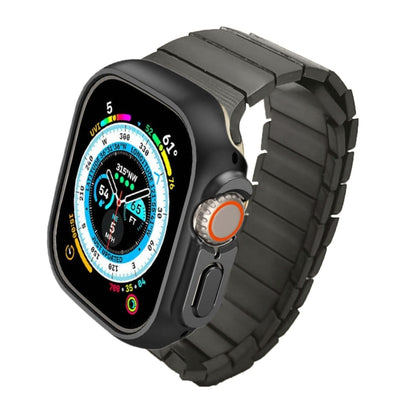 For Apple Watch Ultra 2 49mm Single Bead Magnetic Stainless Steel Watch Band(Black) by bashfashion