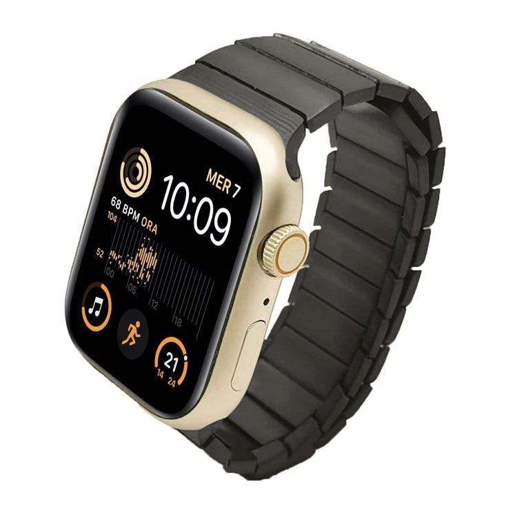 For Apple Watch SE 2022 44mm Single Bead Magnetic Stainless Steel Watch Band(Black) by bashfashion