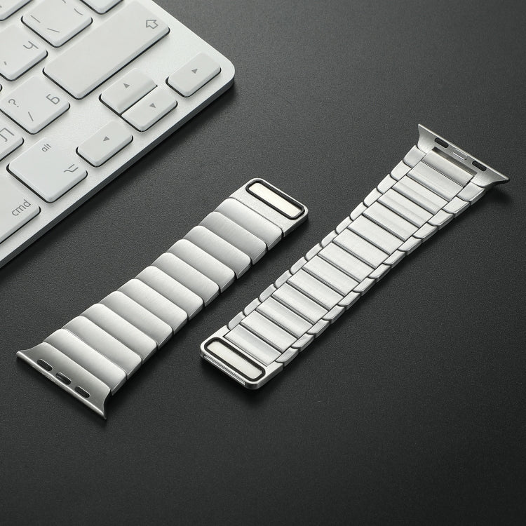 For Apple Watch Series 7 41mm Single Bead Magnetic Stainless Steel Watch Band(Silver) by bashfashion