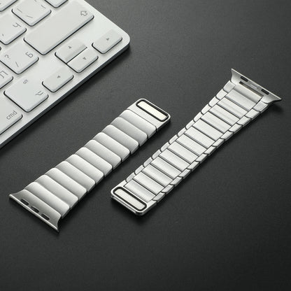 For Apple Watch Series 7 45mm Single Bead Magnetic Stainless Steel Watch Band(Silver) by bashfashion