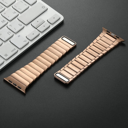For Apple Watch Series 4 44mm Single Bead Magnetic Stainless Steel Watch Band(Rose Gold) by bashfashion