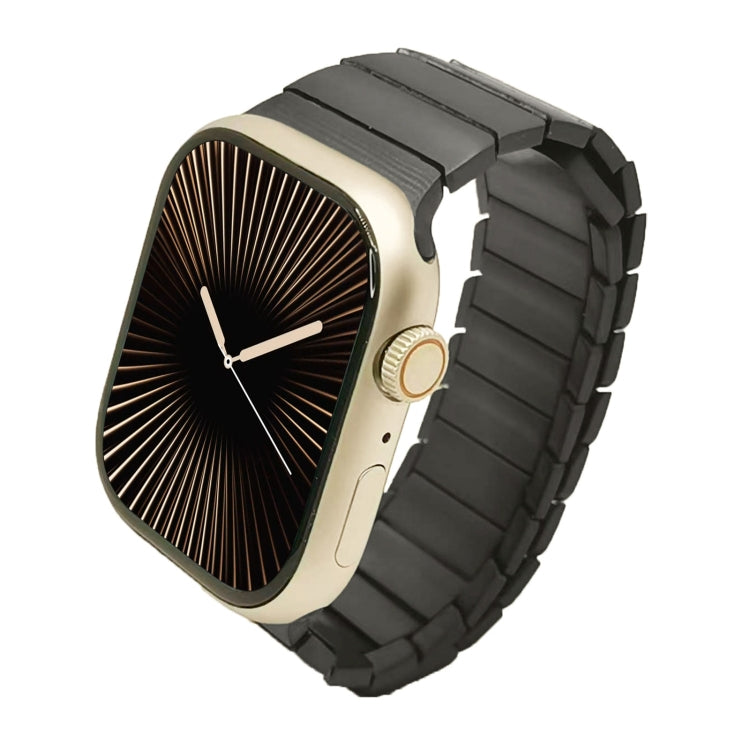 For Apple Watch Series 10 42mm Single Bead Magnetic Stainless Steel Watch Band(Black) by bashfashion