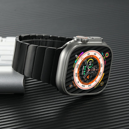 For Apple Watch Ultra 2 49mm Single Bead Magnetic Stainless Steel Watch Band(Black) by bashfashion