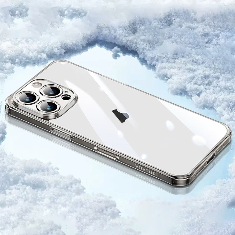 For iPhone 16 Pro SULADA TPU Frame Tempered Glass Transparent Phone Case(Black) by SULADA