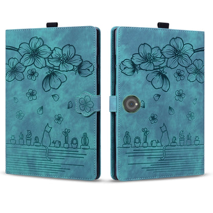 For OnePlus Pad / Pad Pro 12.1 Cartoon Sakura Cat Embossed Leather Tablet Case(Green) by bashfashion