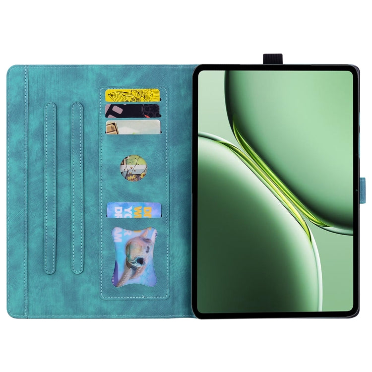 For OnePlus Pad / Pad Pro 12.1 Cartoon Sakura Cat Embossed Leather Tablet Case(Green) by bashfashion