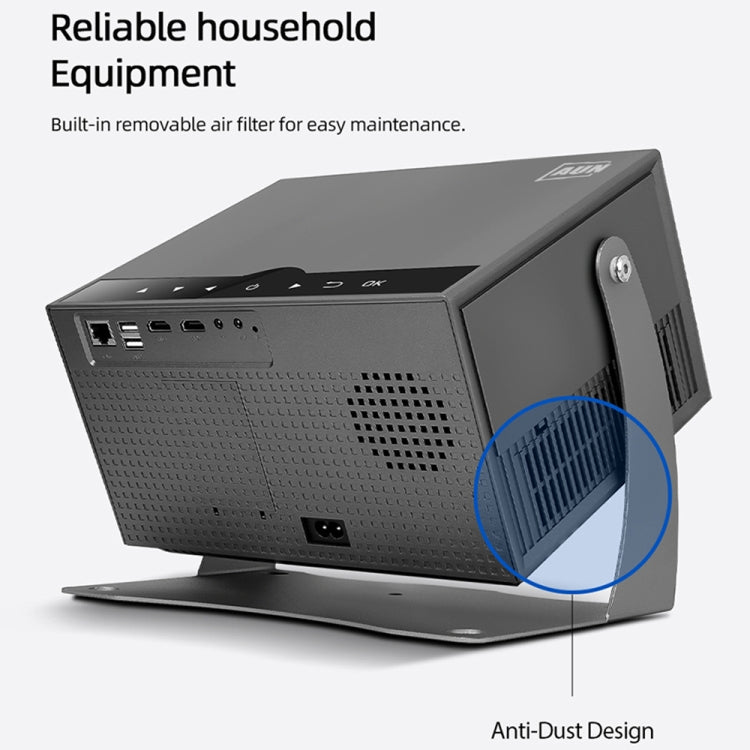 AUN A003 Pro 1920 x 1080P 350 Lumens Portable Home Theater LED HD Digital Projector, UK Plug(Grey) by AUN