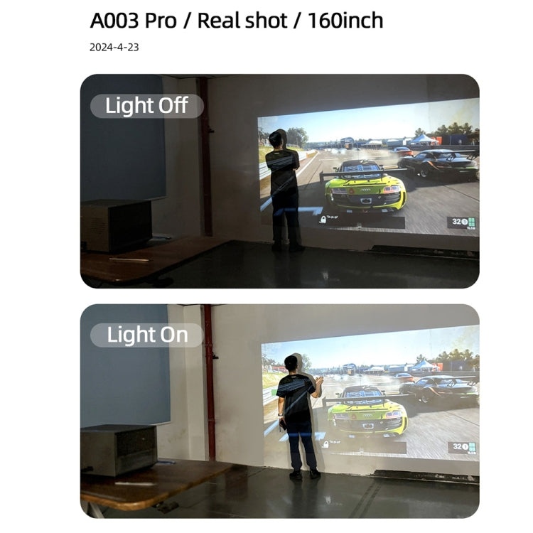 AUN A003 Pro 1920 x 1080P 350 Lumens Portable Home Theater LED HD Digital Projector, UK Plug(Grey) by AUN