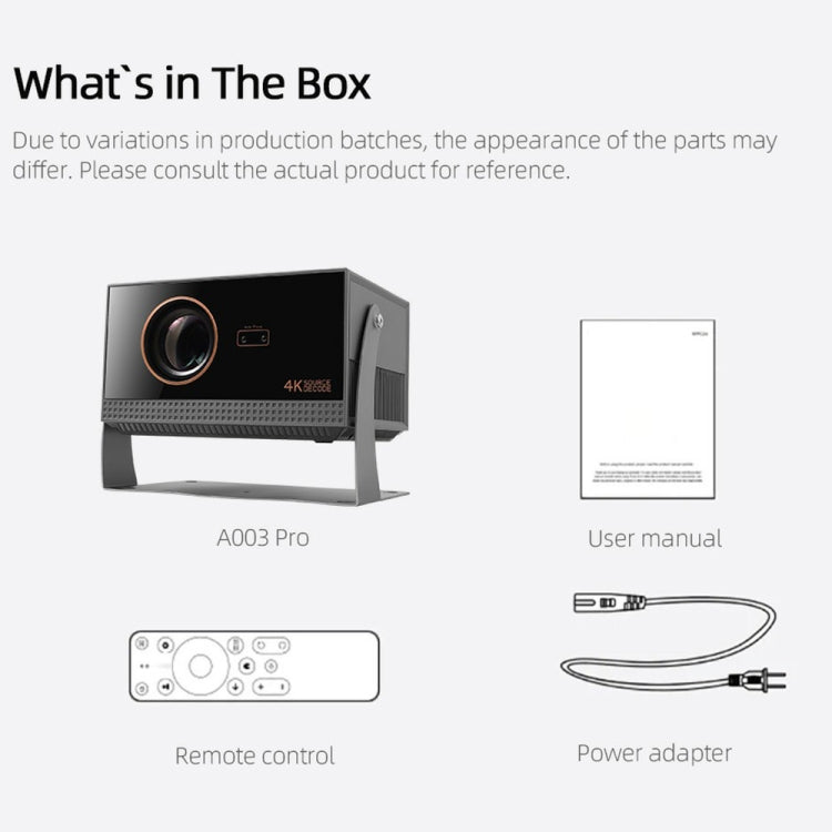 AUN A003 Pro 1920 x 1080P 350 Lumens Portable Home Theater LED HD Digital Projector, UK Plug(Grey) by AUN