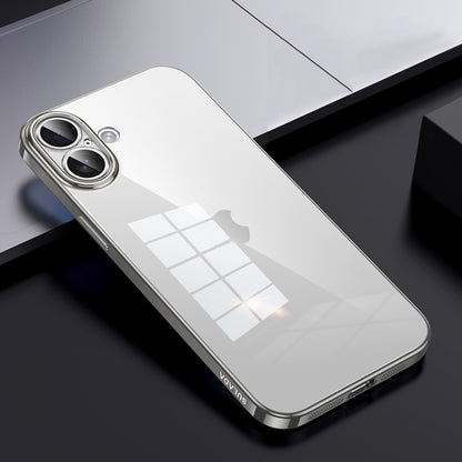 For iPhone 16 SULADA Shine Through Series Plating TPU Transparent Phone Case(Titanium Grey) by SULADA