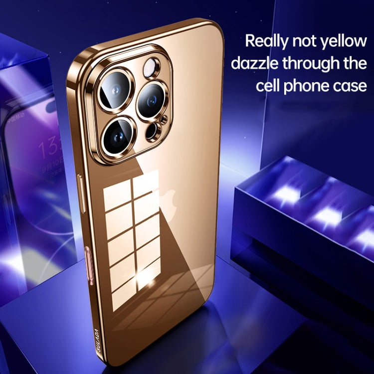 For iPhone 16 Pro SULADA Shine Through Series Plating TPU Transparent Phone Case(Gold) by SULADA