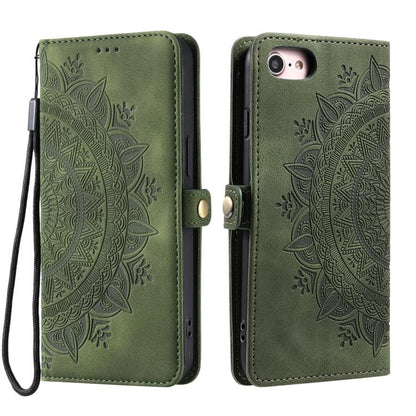 For iPhone 16e Skin Feel Totem Embossed Leather Phone Case(Deep Green) by bashfashion