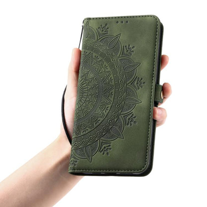 For iPhone 16e Skin Feel Totem Embossed Leather Phone Case(Deep Green) by bashfashion