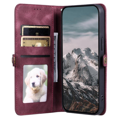 For iPhone 16e Skin Feel Totem Embossed Leather Phone Case(Wine Red) by bashfashion
