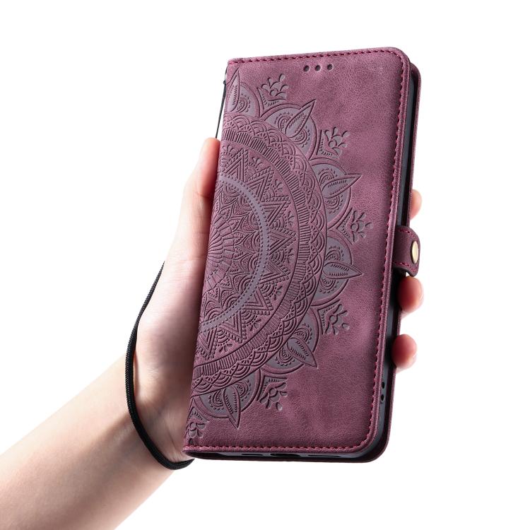 For iPhone 16e Skin Feel Totem Embossed Leather Phone Case(Wine Red) by bashfashion