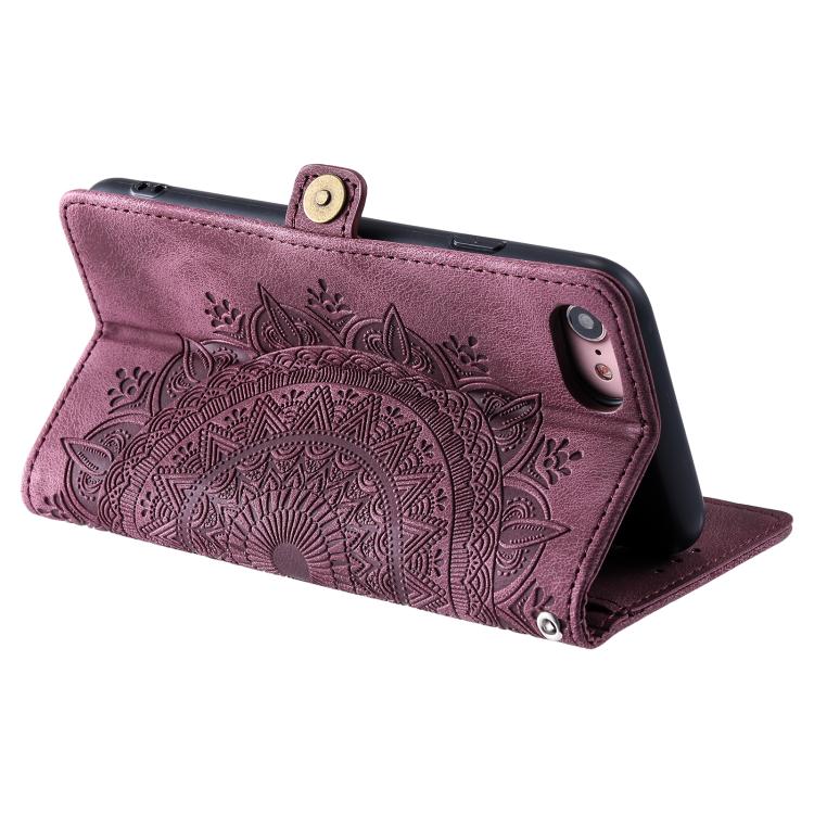 For iPhone 16e Skin Feel Totem Embossed Leather Phone Case(Wine Red) by bashfashion