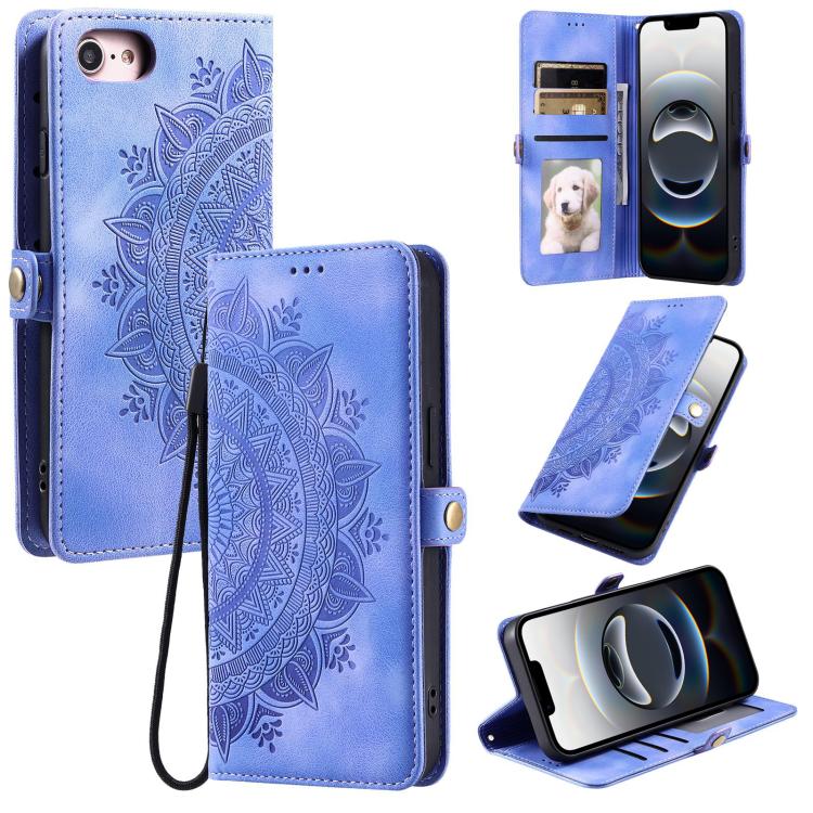 For iPhone 16e Skin Feel Totem Embossed Leather Phone Case(Purple) by bashfashion