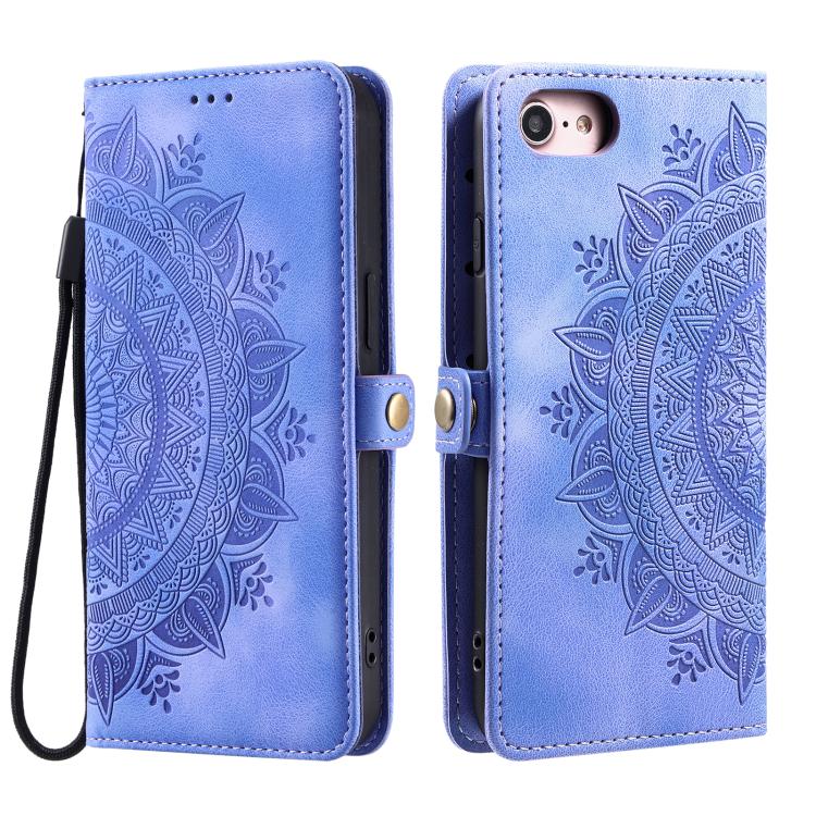 For iPhone 16e Skin Feel Totem Embossed Leather Phone Case(Purple) by bashfashion