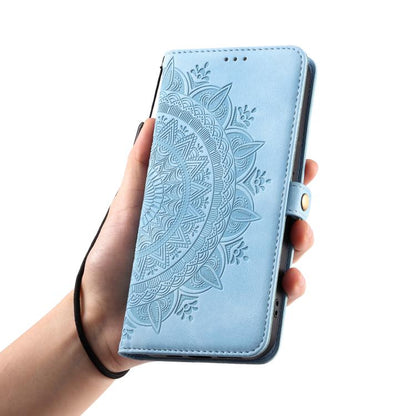 For iPhone 16e Skin Feel Totem Embossed Leather Phone Case(Blue) by bashfashion