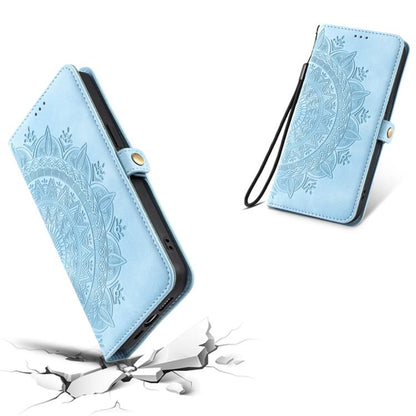 For iPhone 16e Skin Feel Totem Embossed Leather Phone Case(Blue) by bashfashion