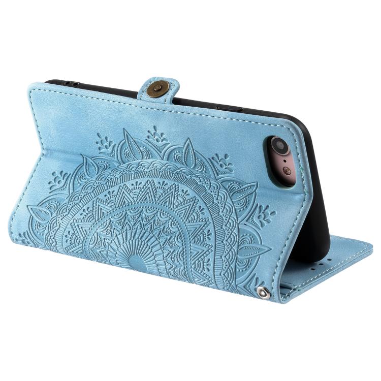 For iPhone 16e Skin Feel Totem Embossed Leather Phone Case(Blue) by bashfashion