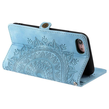 For iPhone 16e Skin Feel Totem Embossed Leather Phone Case(Blue) by bashfashion