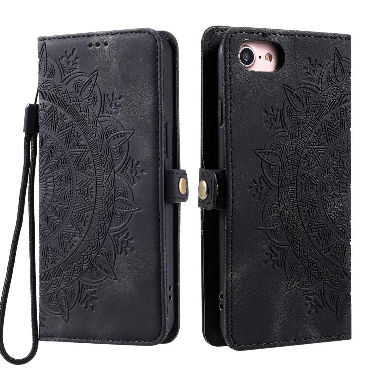 For iPhone 16e Skin Feel Totem Embossed Leather Phone Case(Black) by bashfashion