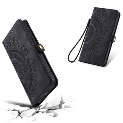 For iPhone 16e Skin Feel Totem Embossed Leather Phone Case(Black) by bashfashion