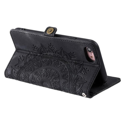 For iPhone 16e Skin Feel Totem Embossed Leather Phone Case(Black) by bashfashion