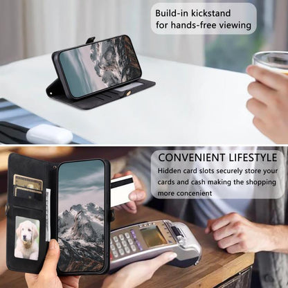 For iPhone 16e Skin Feel Totem Embossed Leather Phone Case(Black) by bashfashion