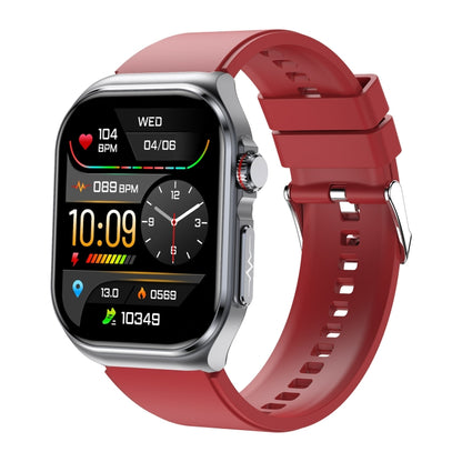 ET585 2.04 inch Silicone Strap IP68 Waterproof Smart Watch, Support ECG / Blood Composition Measurement(Red) by bashfashion