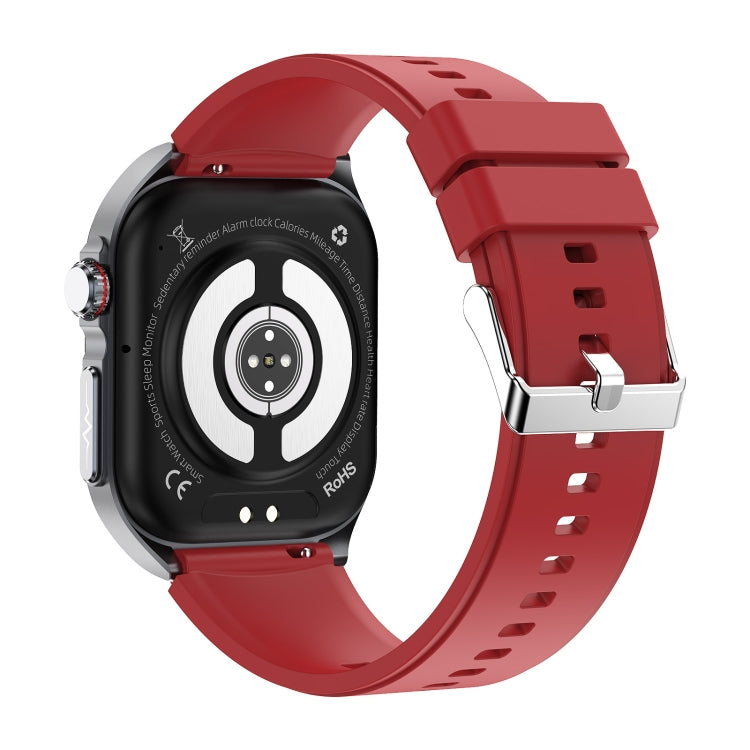 ET585 2.04 inch Silicone Strap IP68 Waterproof Smart Watch, Support ECG / Blood Composition Measurement(Red) by bashfashion