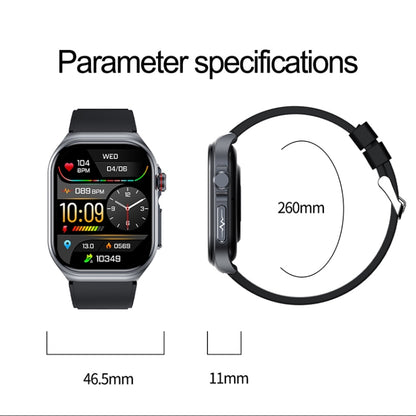 ET585 2.04 inch Silicone Strap IP68 Waterproof Smart Watch, Support ECG / Blood Composition Measurement(Black) by bashfashion
