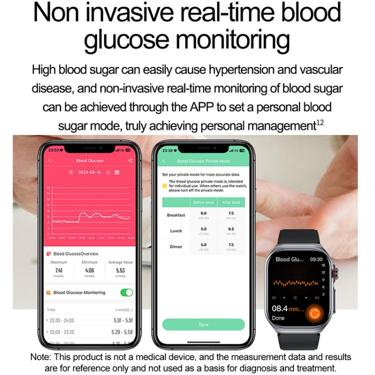 ET585 2.04 inch Silicone Strap IP68 Waterproof Smart Watch, Support ECG / Blood Composition Measurement(Black) by bashfashion